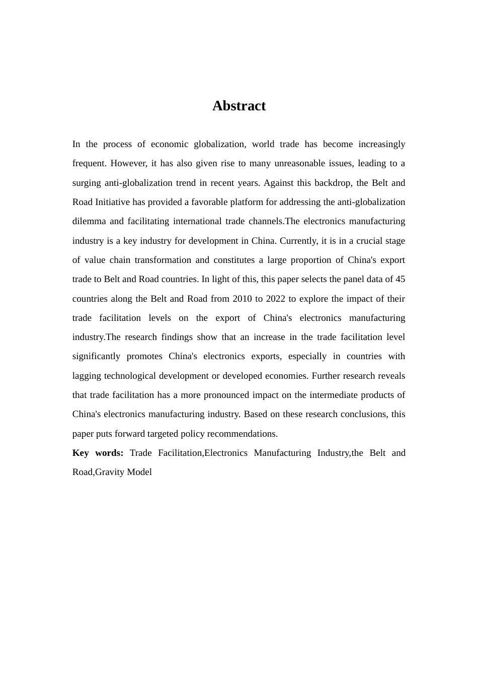 25年查重低 “一带一路”沿线国家贸易便利化对中国电子产品制造业出口的影响研究-约22535字符.doc_第2页