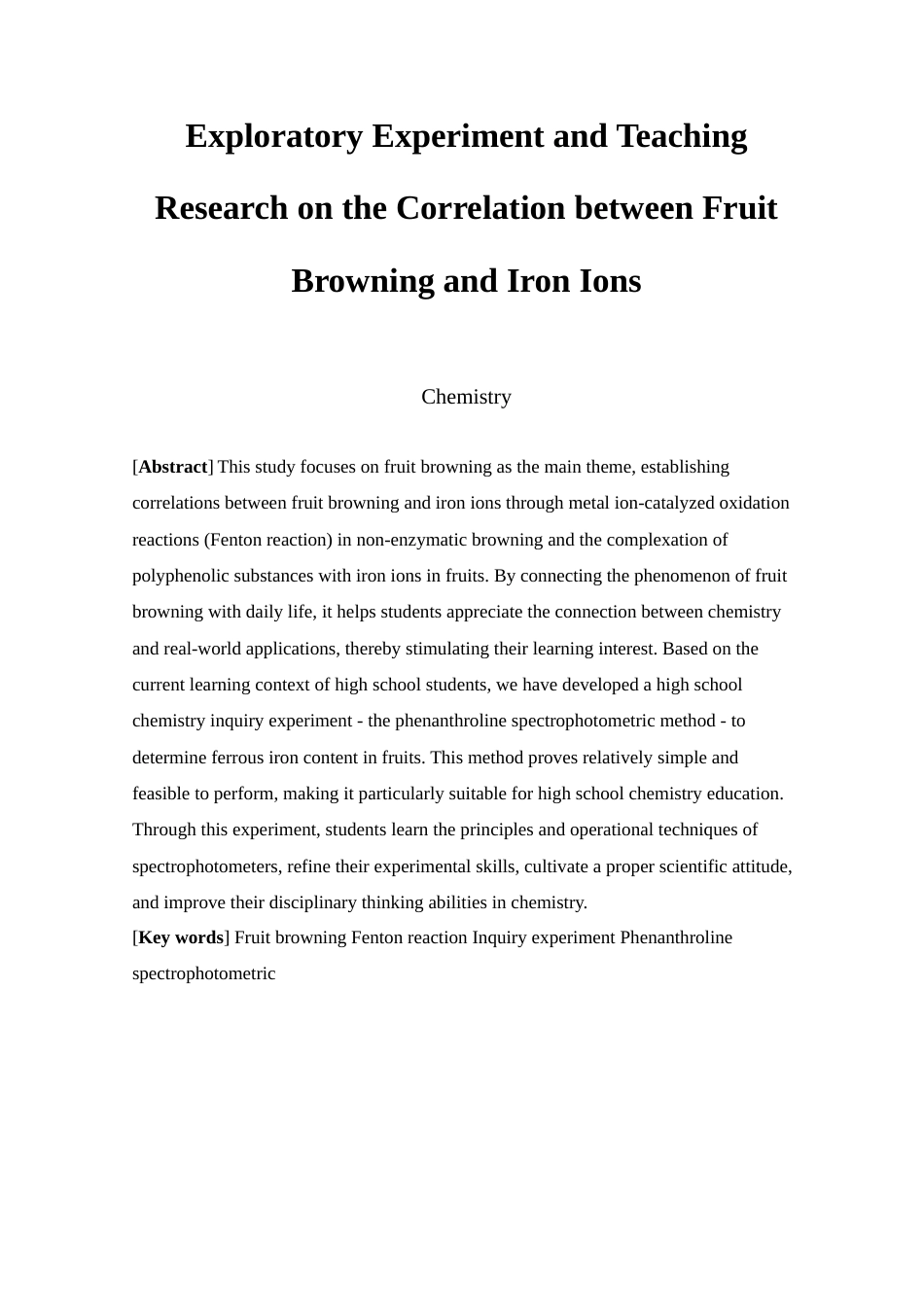 25年查重低 “水果褐变与铁离子联系”探究实验与教学研究-约9110字符.docx_第3页
