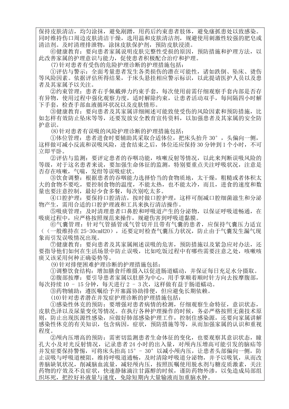 25年查重低 护理学 一例创伤性左颞叶颅内出血术后继发肺炎克雷伯杆菌肺炎患者的护理（个案护理报告）.docx_第7页