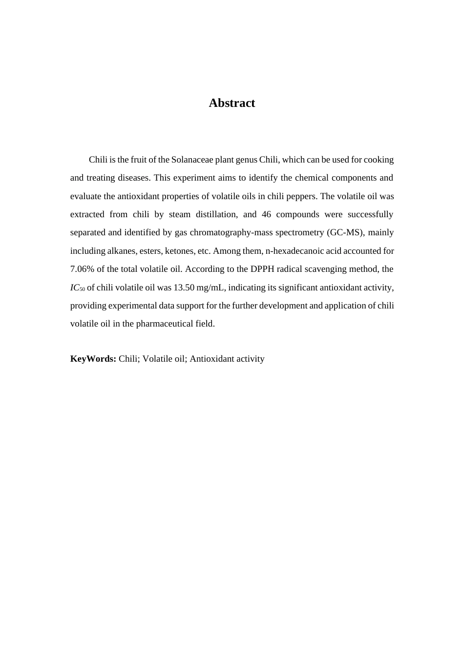25年查重低 辣椒挥发油的化学成分及抗氧化研究-约6709字符.docx_第3页