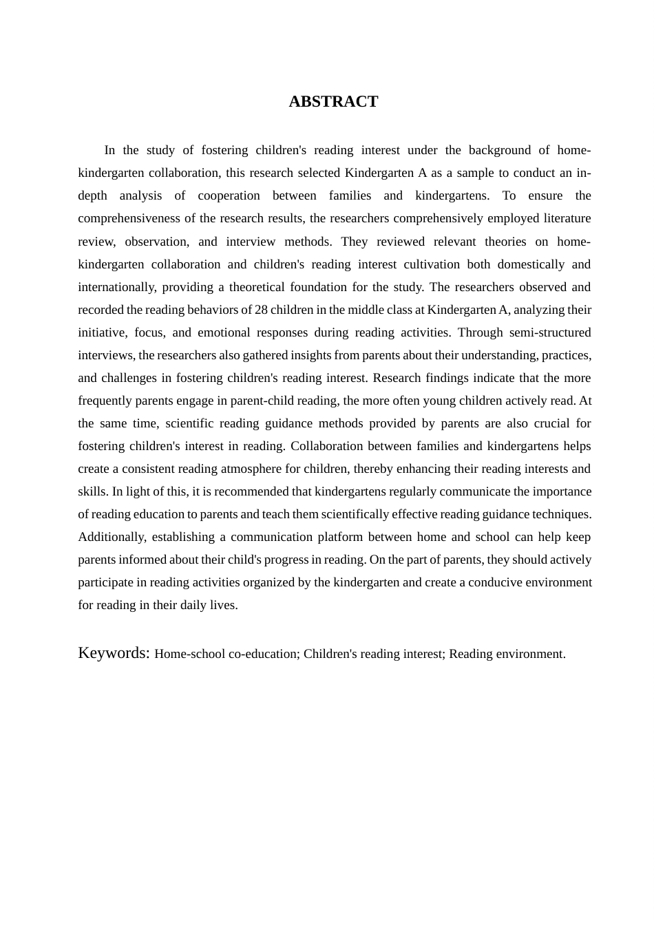 25年查重低 学前教育 家园共育背景下幼儿阅读兴趣培养研究——以淄博市A幼儿园为例-约17182字符.docx_第3页