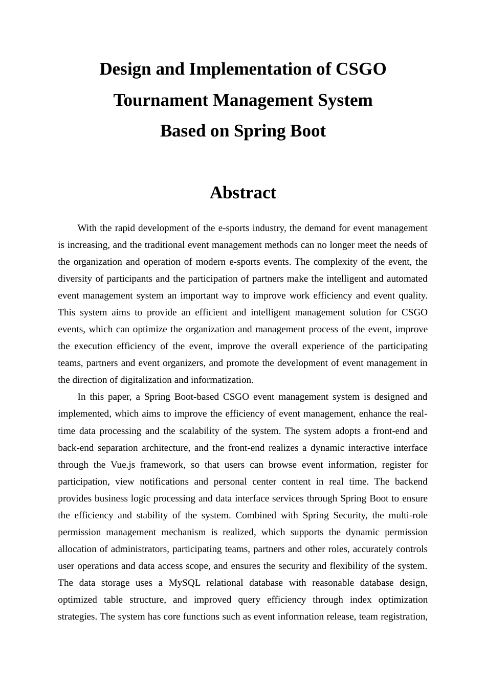 25年查重低 基于SpringBoot的CSGO赛事管理系统的设计与实现.doc_第2页