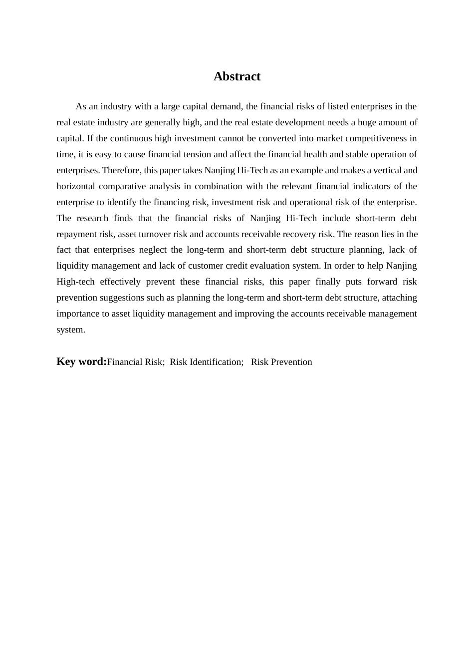 25年查重低 南京高科股份有限公司财务风险识别与防范研究-约11973字符.docx_第3页