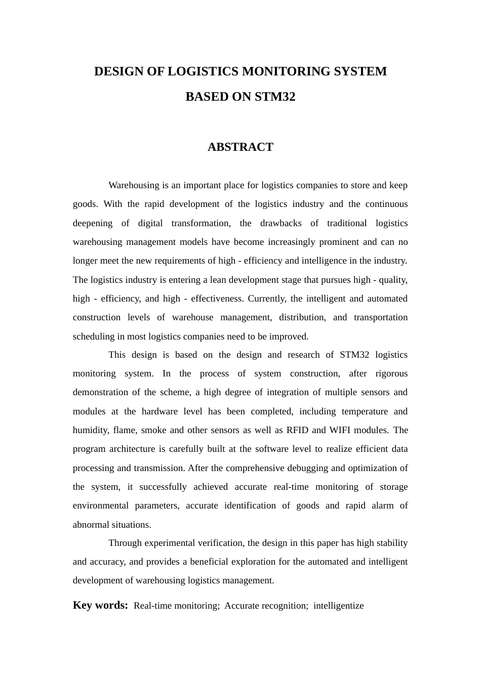25年查重低 电气自动化电子信息 基于STM32的物流监控系统设计.docx_第4页