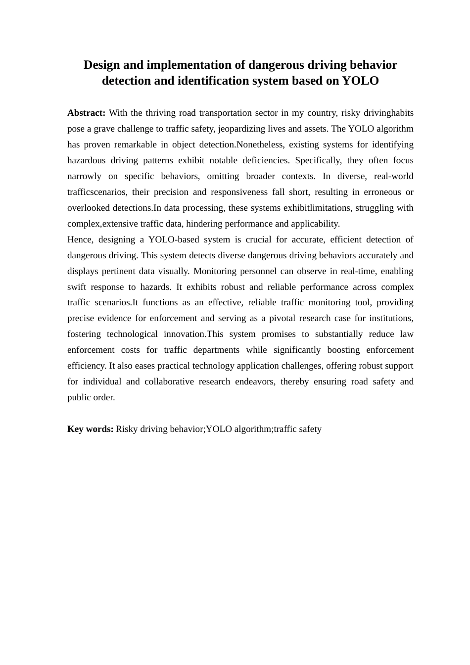 25年查重低 基于YOLO的危险驾驶行为检测系统的设计与实现.docx_第2页