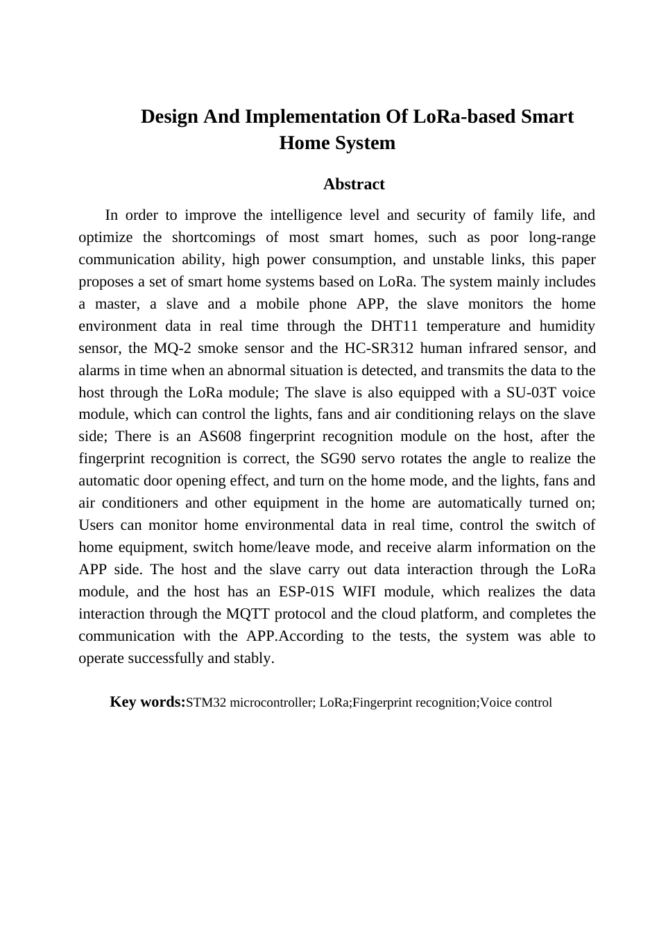 25年查重低 基于LoRa的智慧家庭系统设计与实现.docx_第2页