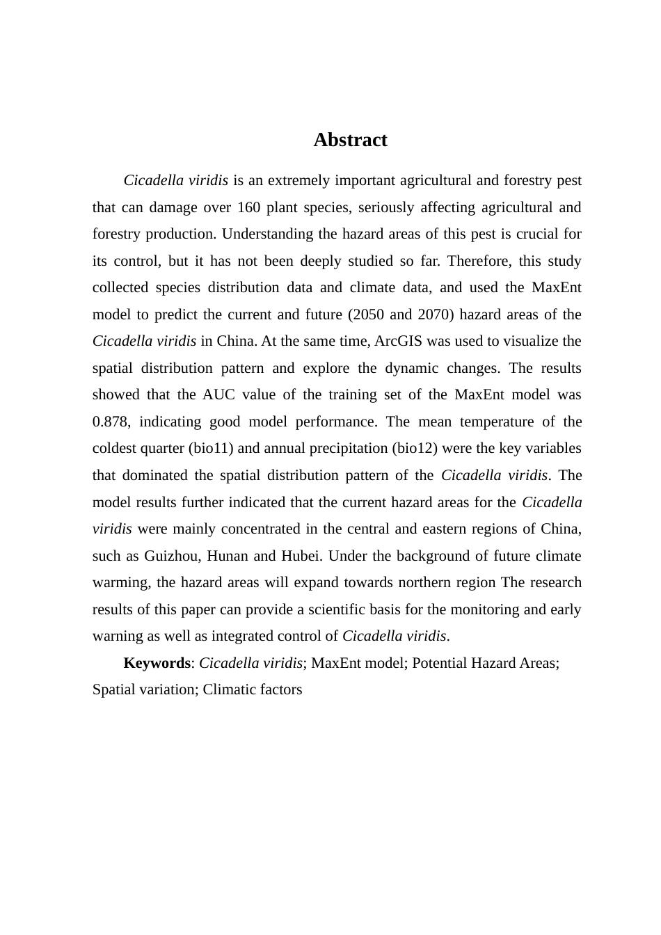 25年查重低 基于MaxEnt模型预测大青叶蝉在中国的危害区及其空间变化.doc_第2页