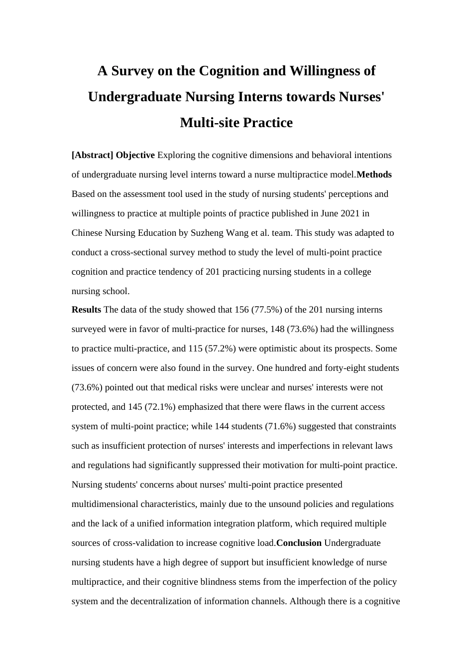 25年查重低 本科护理实习生对护士多点执业认知及意愿的调查研究-约12092字符.docx_第2页