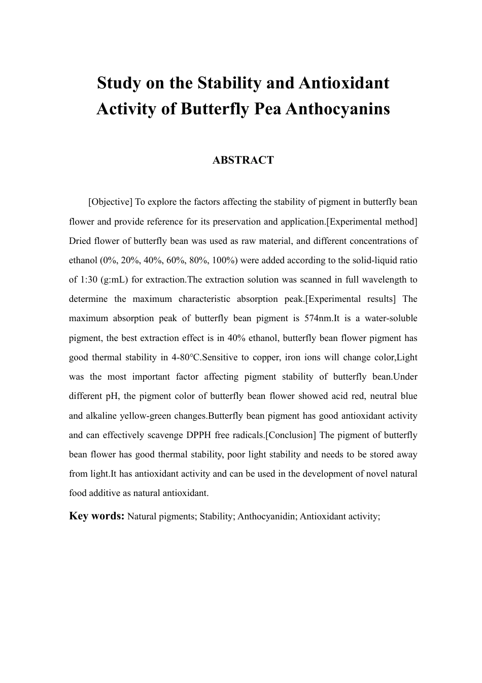 25年WP食品科学与工程-蝶豆花色素稳定性及抗氧化活性研究-(2)定稿 -约12615字符.pdf_第3页