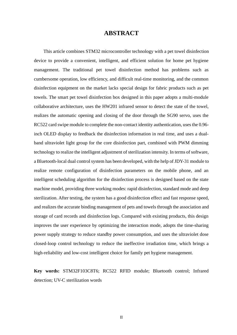25年WP本科只能科学与技术 基于STM32的智能宠物毛巾消毒箱设计-约15626字符.docx_第2页