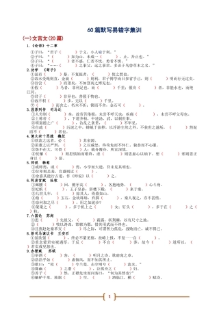 60篇默写易错字试题 集训.docx