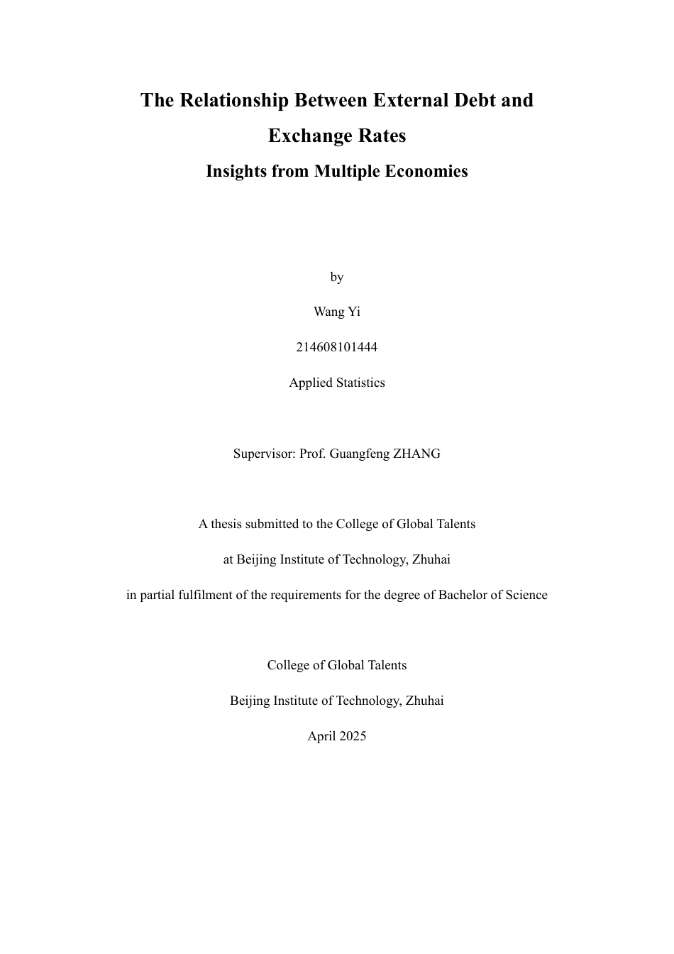 25年WP应用统计学英文 外债与汇率之间的关系：来自多个经济体的见解3.47-AI34.26-约32105字符.pdf_第1页