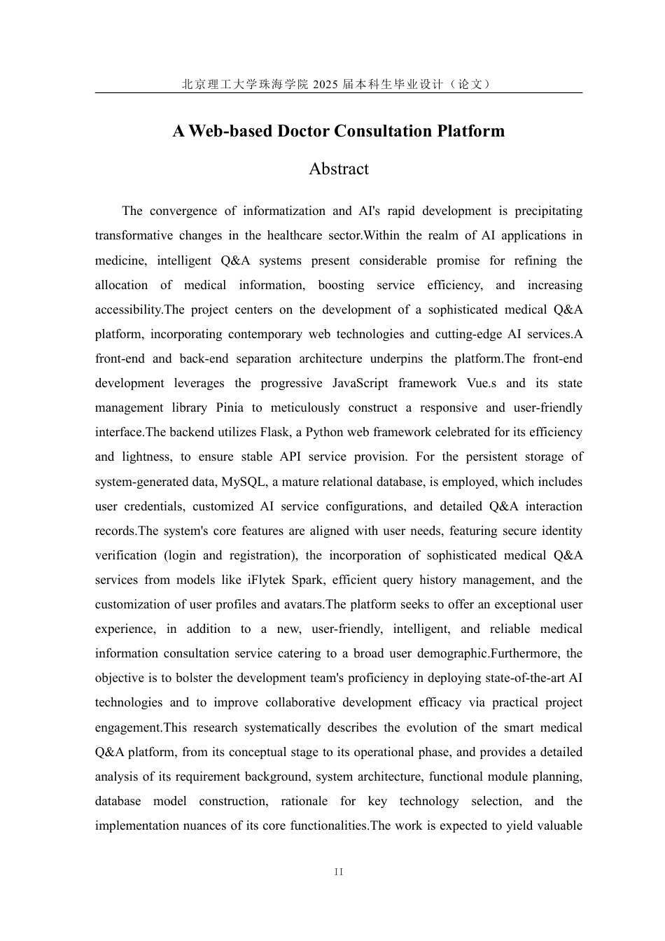 25年WP智能科学与技术 一个基于Web端微信小程序AndroidiOS的医生问诊平台4.22-AI20.43-约20291字符.pdf_第2页
