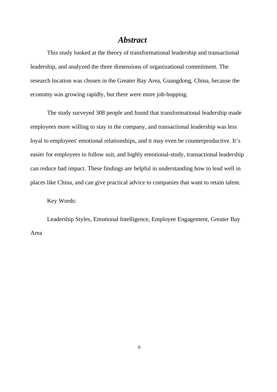 25年WP国际商务英文 领导风格对组织承诺的影响：情商的调节作用。1.61-AI19.87-约42142字符.docx_第2页