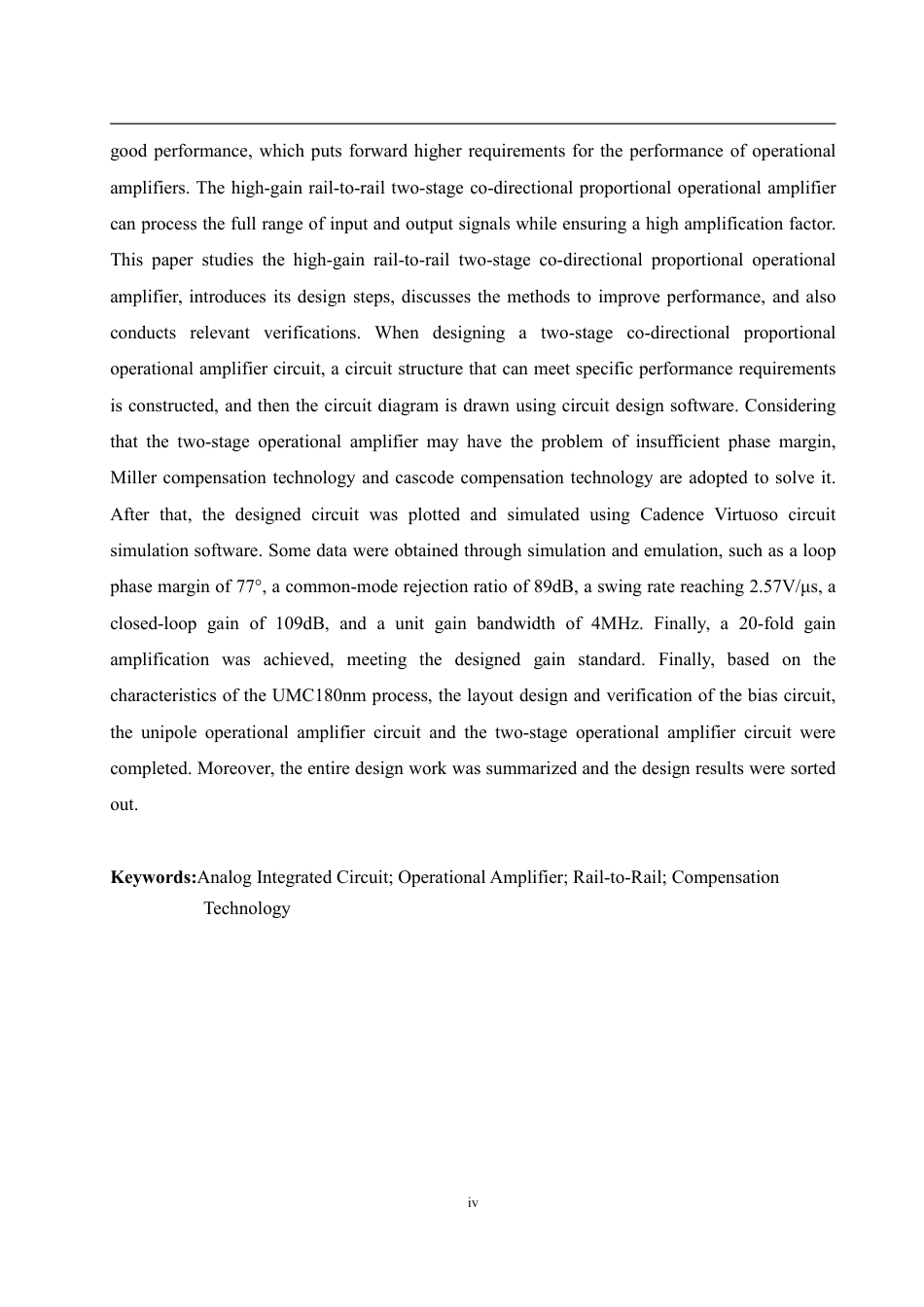 25年WP电子科学与技术 基于UMC180nm工艺的高增益轨到轨两级同向比例运算放大器的设计与实现10.8-AI1.91-约19750字符.pdf_第3页