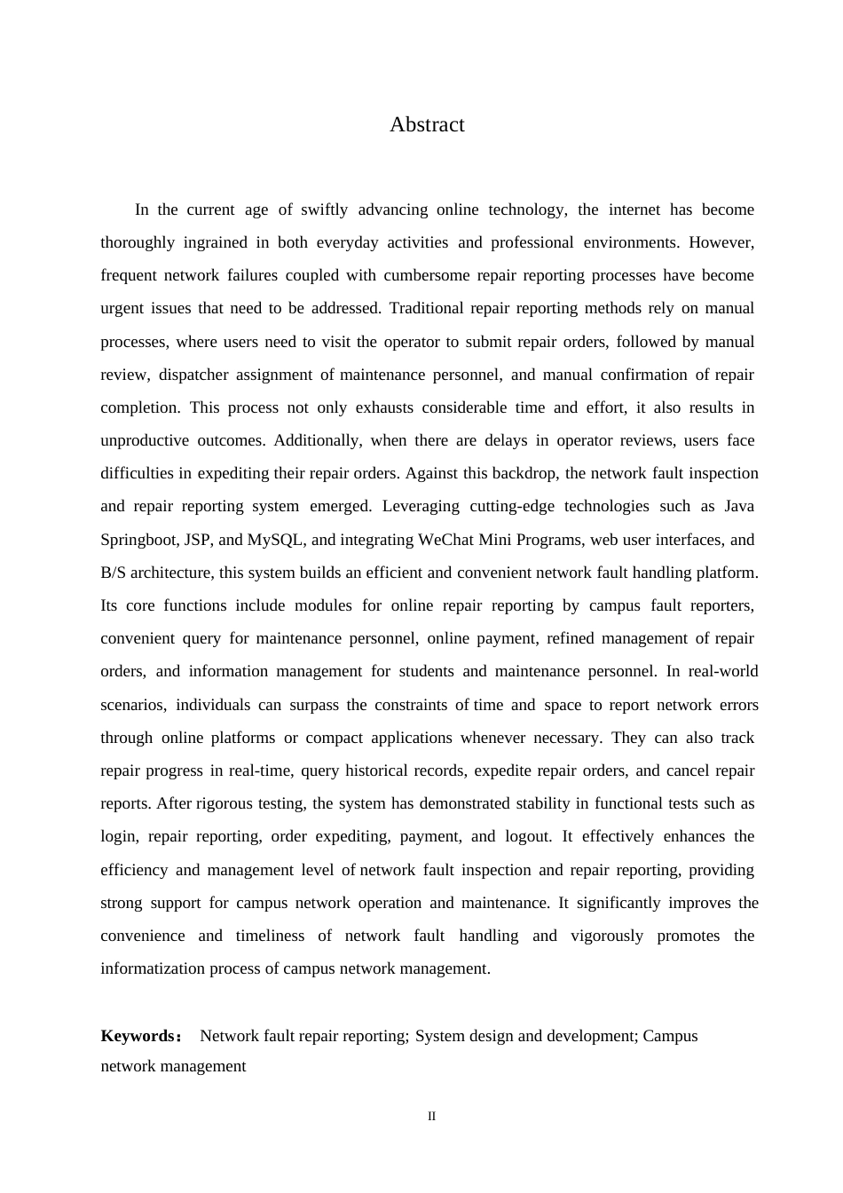 25年WP关键词：网络故障报修；系统设计开发；校园网络管理-约11244字符.docx_第2页