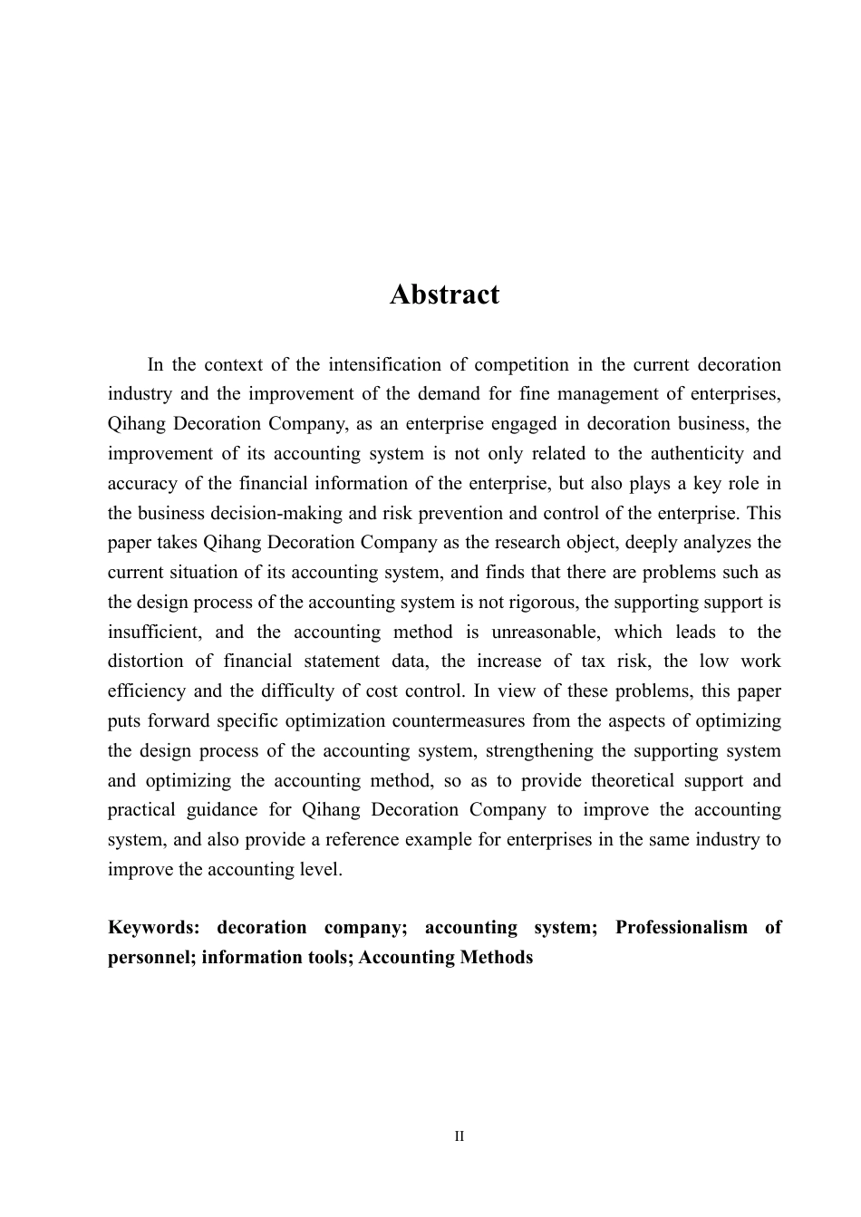 25年原文 启航装饰公司会计核算制度存在的问题及改进措施-查重2.39%-AI20.88%-18492字.pdf_第2页
