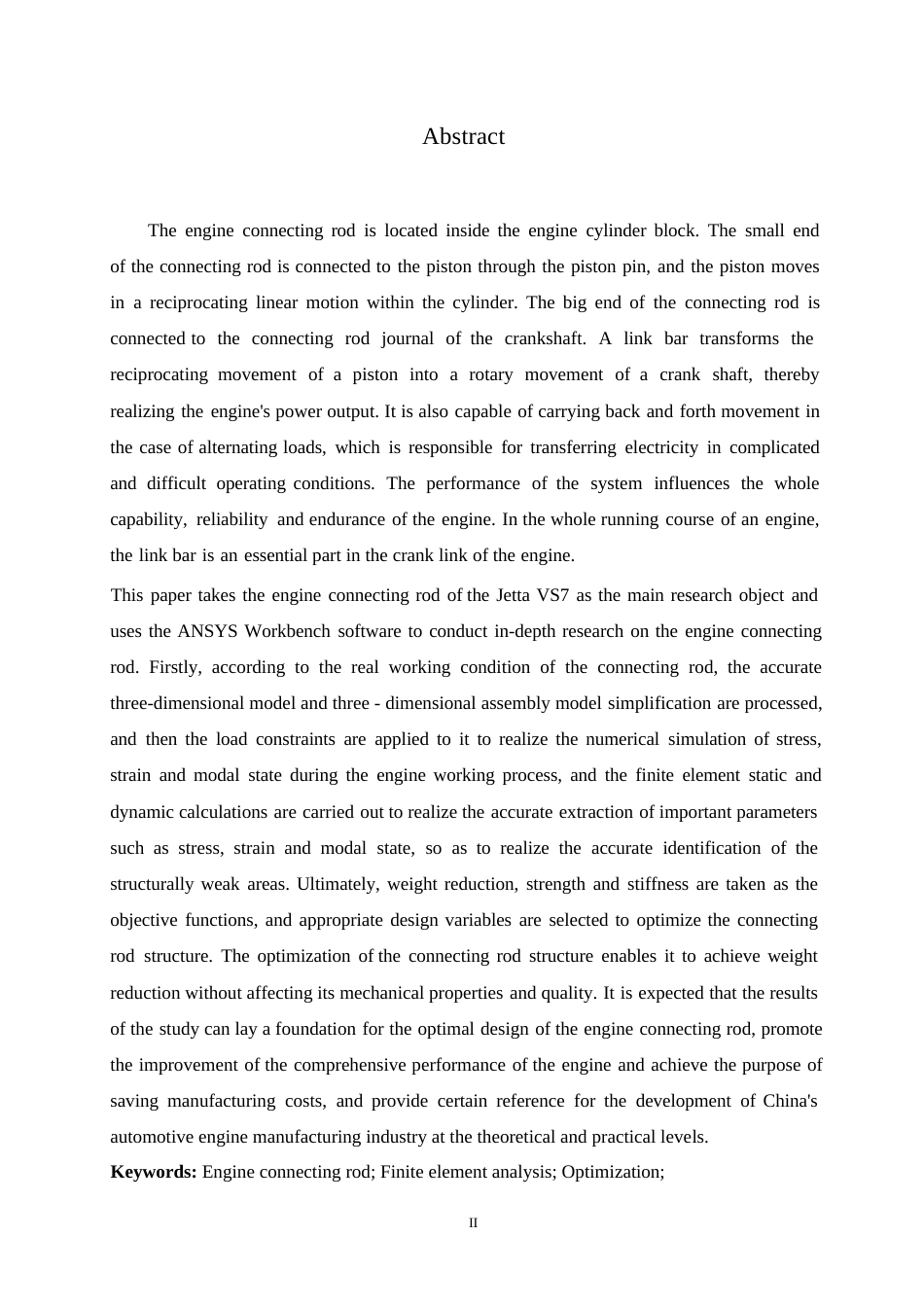 25年WP汽车服务工程-基于ANSYS Workbench发动机连杆结构有限元分析及结构优化设计-14.110-16720.docx_第2页