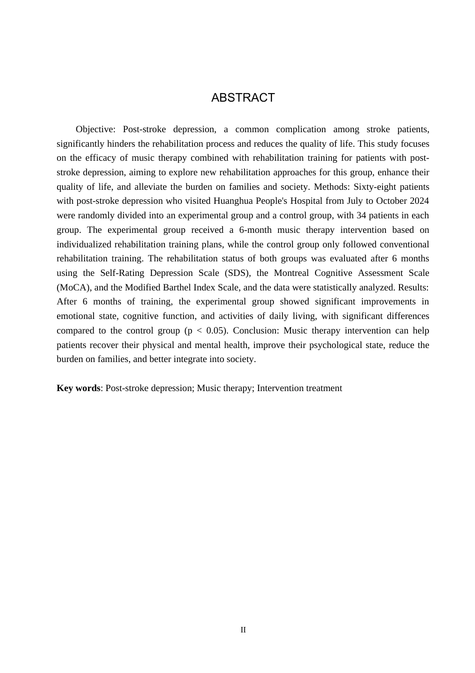 25年WP康复治疗学-音乐疗法对脑卒中后抑郁患者的干预治疗研究-查重21.74AI0-9162.doc_第2页