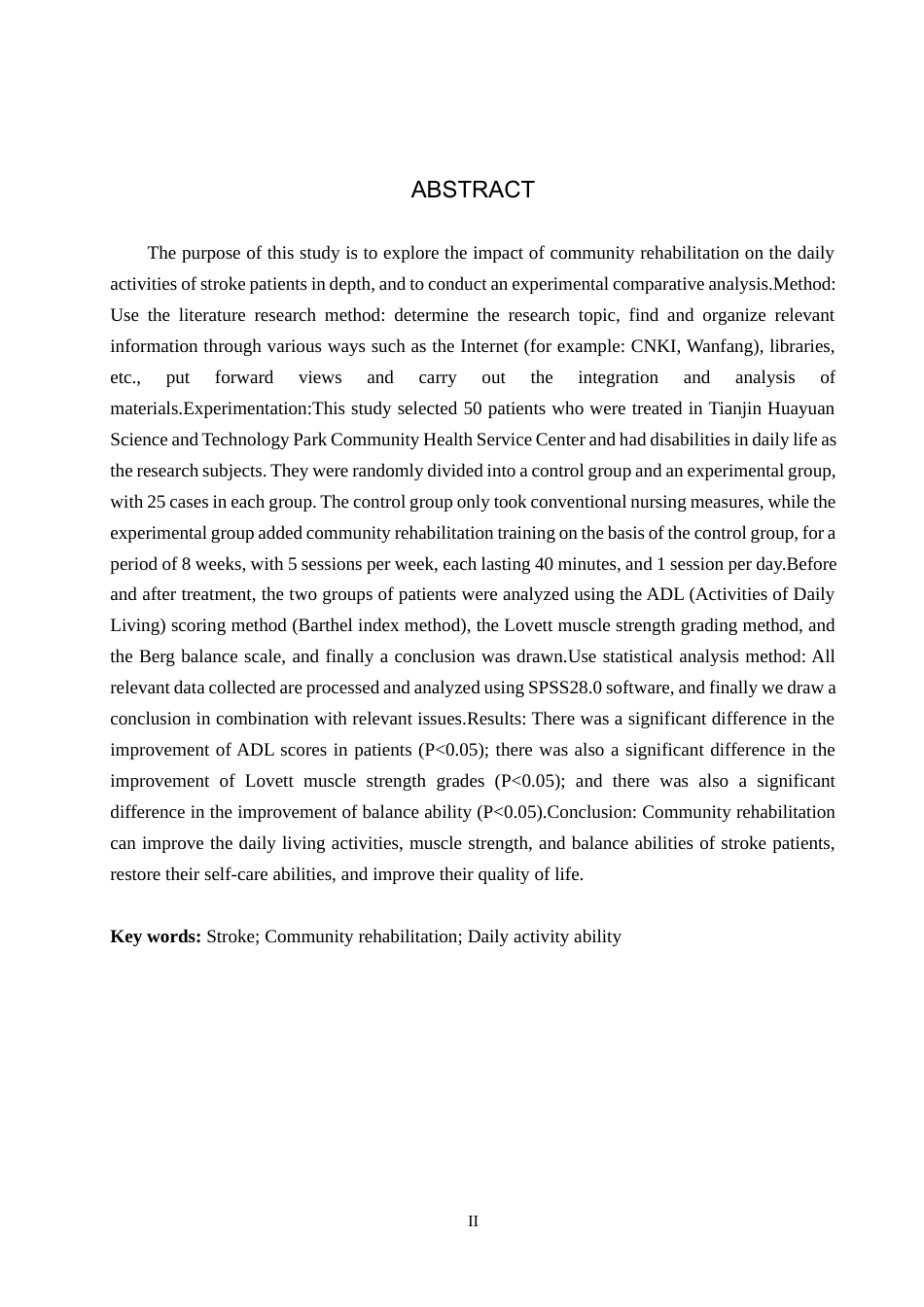 25年WP康复治疗学-社区康复对脑卒中患者日常活动能力的疗效分析-查重9.4AI0-9347.docx_第2页