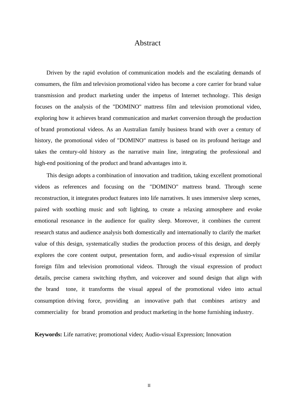 25年WP数字媒体艺术-《DOMINO床垫》影视宣传片创作-5.930-9718.docx_第1页