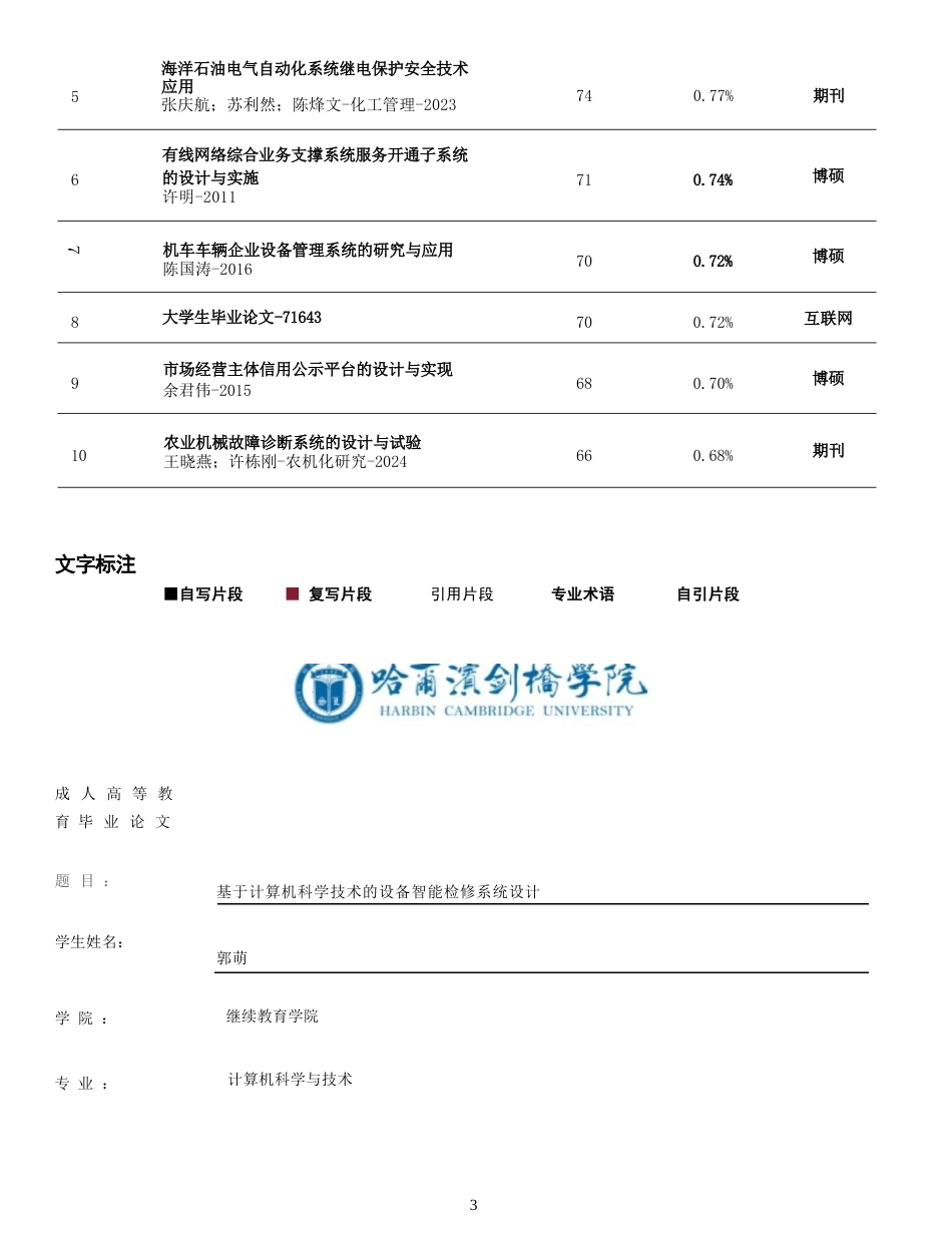 25年WP基于计算机科学技术的设备智能检修系统设计_原文对照报告0-10636.docx_第1页