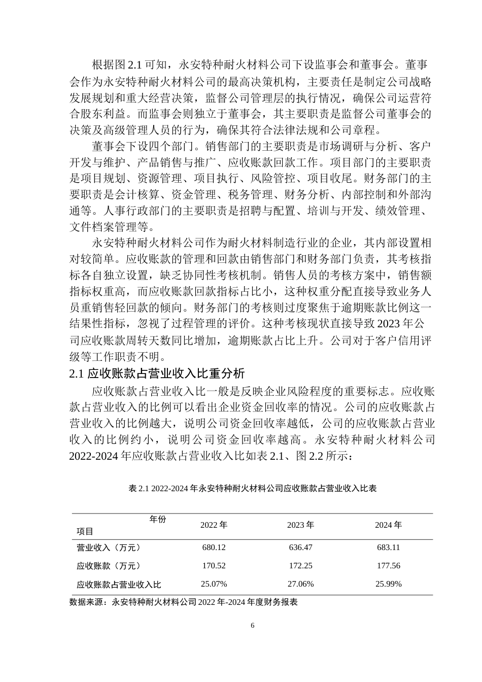 25年原文 永安特种耐火材料公司应收账款管理问题研究-查重12.57%-14801字.docx_第9页