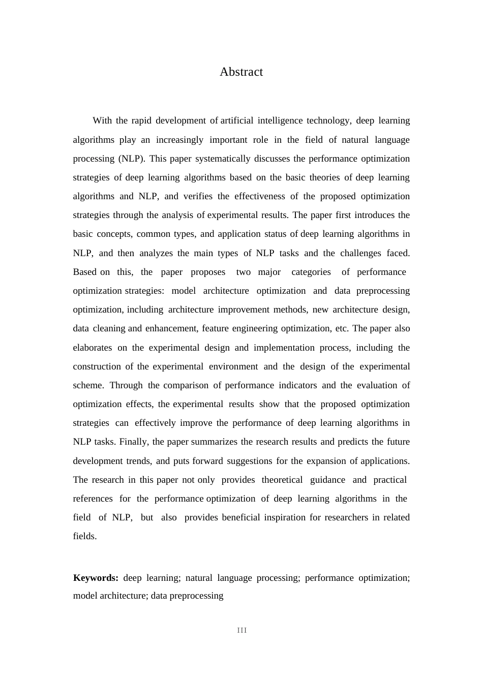 25年WP1毕业论文-深度学习算法在自然语言处理中的性能优化研究0-20592.docx_第1页