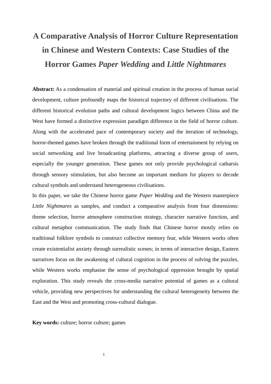 25年WP英语-中西方对恐怖文化的表现探析——以恐怖游戏《纸嫁衣》和《小小梦魇》为例0-13692.docx_第4页