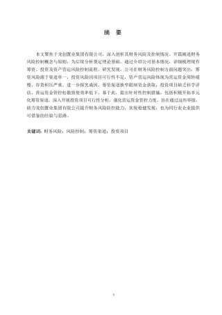 25年WP关键词：财务风险；风险控制；筹资渠道；投资项目-约10763字符.docx