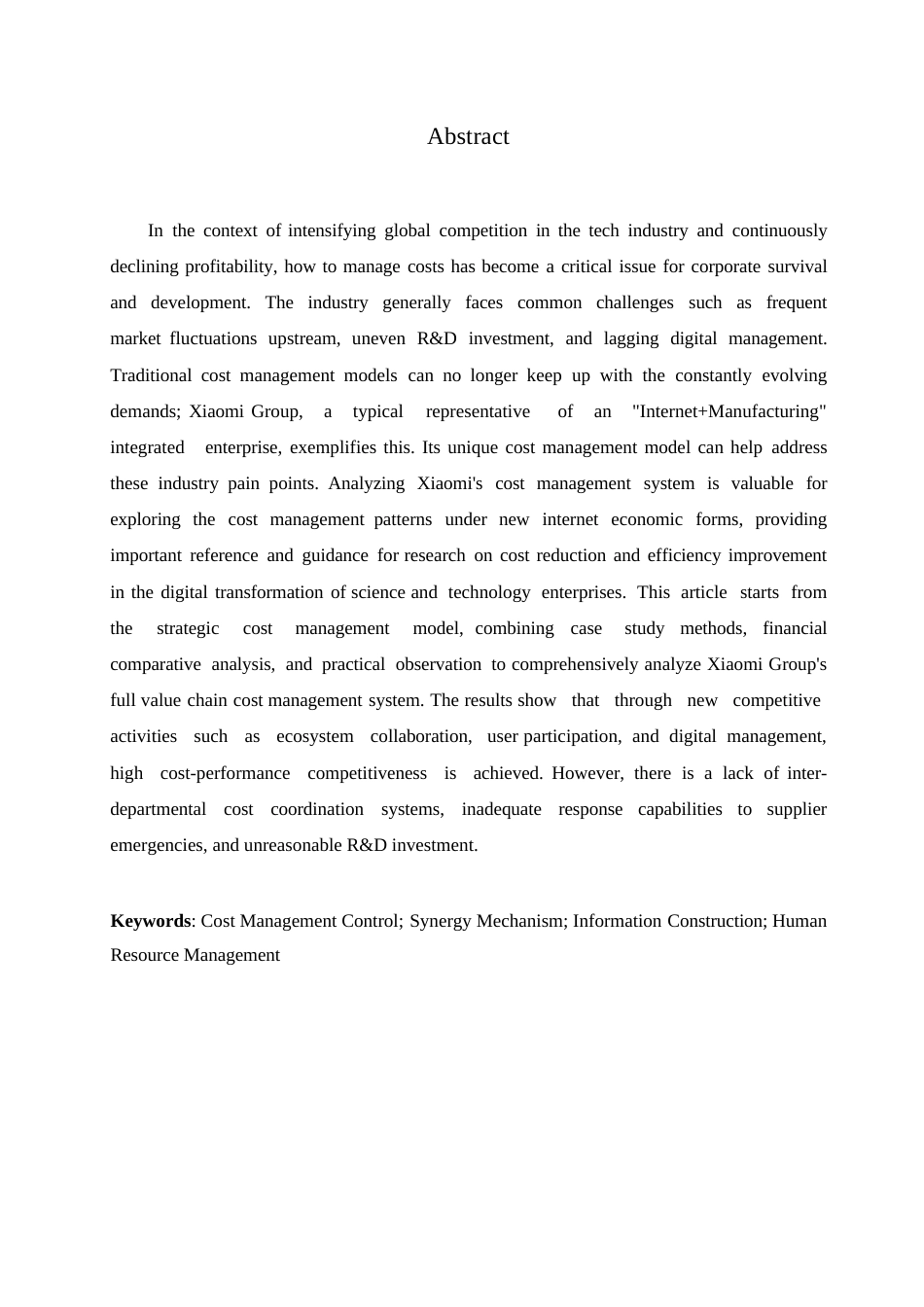 25年WP小米集团的成本控制管理体系分析-约13131字符.docx_第1页