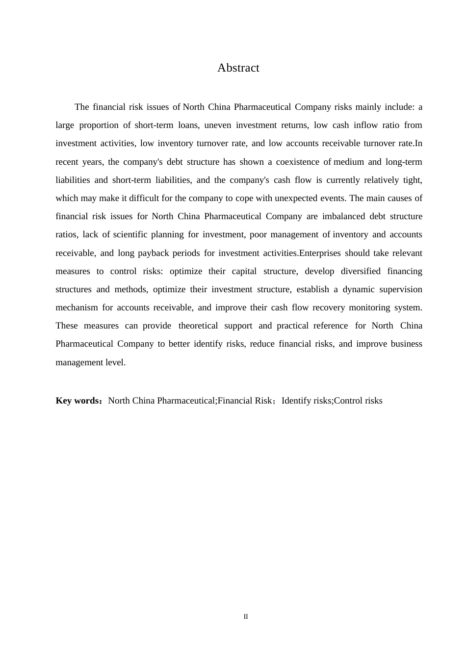 25年WP企业财务风险问题及对策分析-以华北制药公司为例0-(1)-约11834字符.docx_第2页