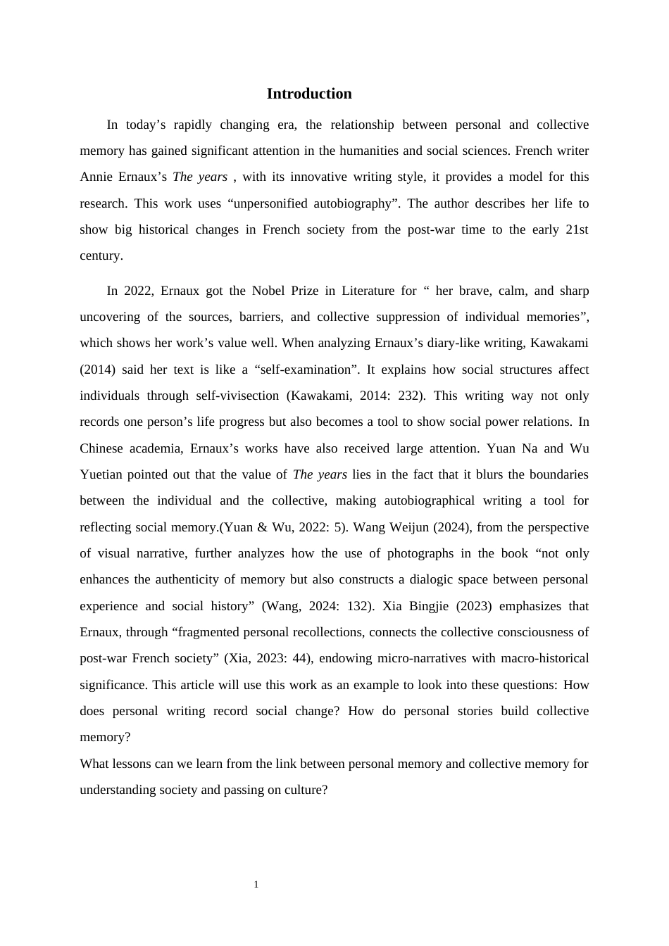 25年WP英语-社会变迁下的个人书写与集体记忆——以安妮·埃尔诺《悠悠岁月》为例0-8616.docx_第6页