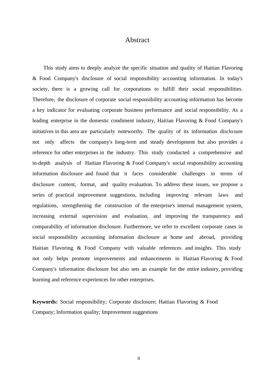 25年WP关键词：企业社会责任；会计信息披露；海天味业；质量评价；改进建议-约11966字符.docx_第2页