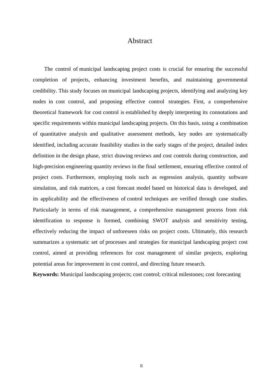 25年WP关键词：市政园林工程；造价控制；关键节点；成本预测-约10613字符.docx_第2页