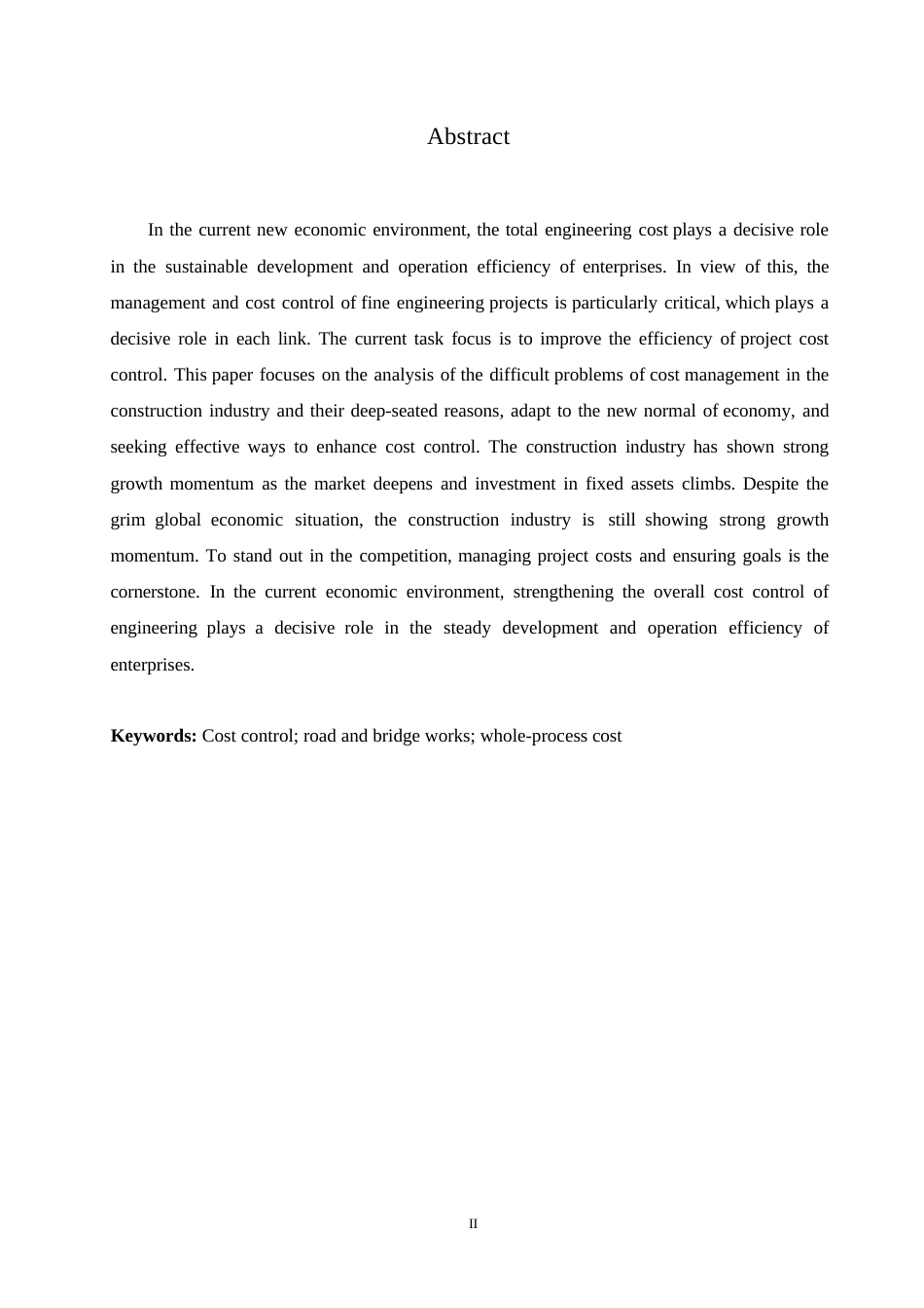 25年WP关键词：造价控制；道路桥梁工程；全过程造价-约9013字符.docx_第2页