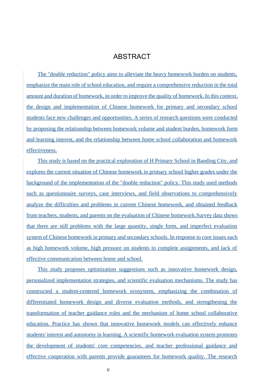 25年原文 “双减”背景下小学高学段语文课后作业现状及策略研究——以保定市H小学为例--重9.16%_AIGC5.14%-17361字.docx_第2页