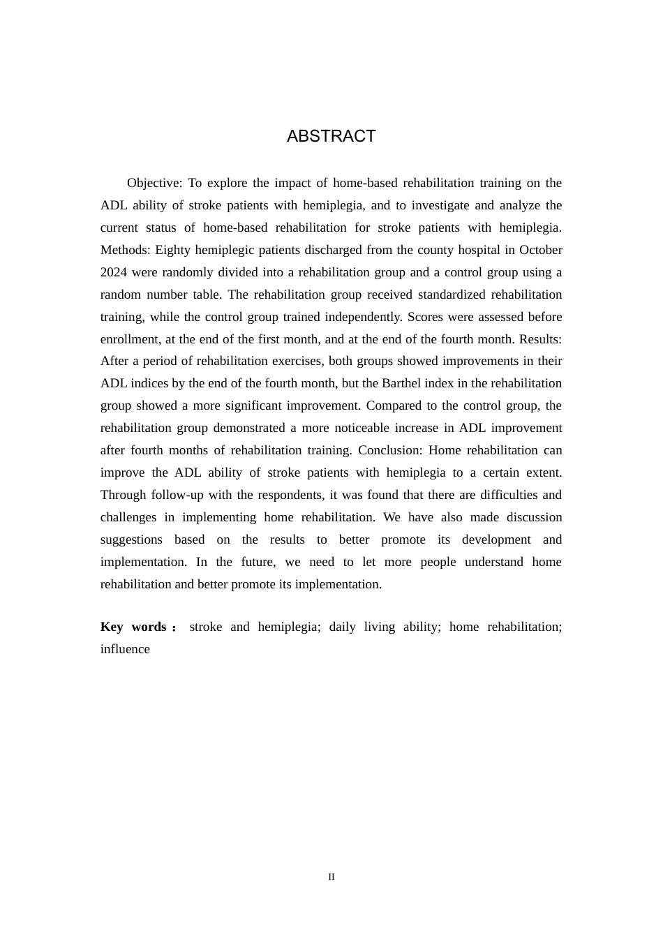 25年WP康复治疗学-居家康复对脑卒中偏瘫患者日常生活能力影响的调查分析-查重22.24AI0-7197.docx_第2页