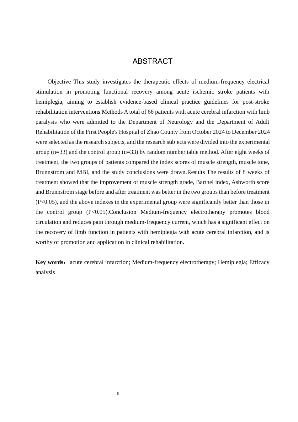 25年WP康复治疗学-中频脉冲电疗法对急性脑梗死偏瘫患者肢体功能康复的疗效分析-查重20.36AI0-9307.docx_第2页