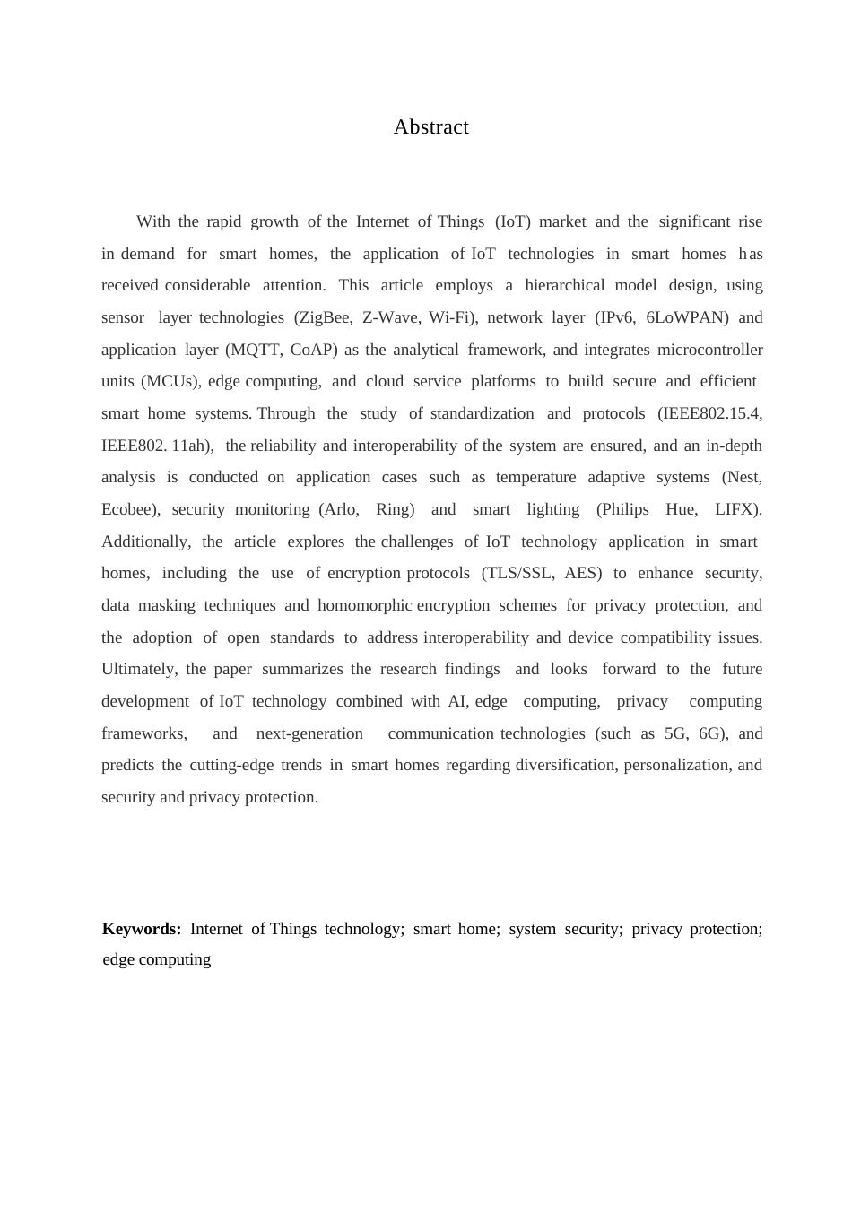 25年WP关键词：物联网技术；智能家居；系统安全性；隐私保护；边缘计算-约11046字符.docx_第2页
