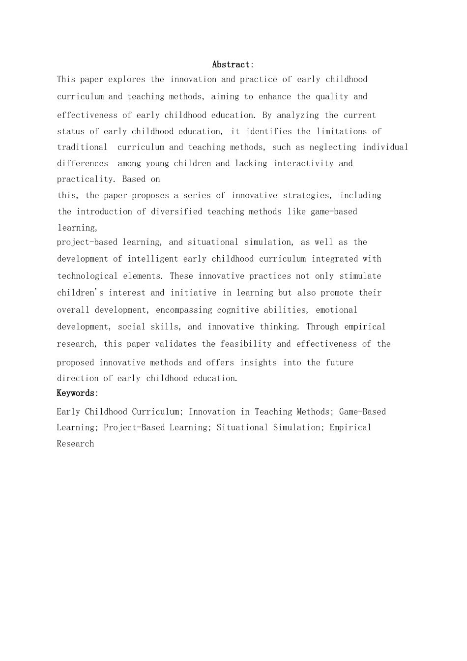 25年WP关键词：幼儿课程（EarlyChildhoodCurriculum）；教学方法创新（Innovationin-约12396字符.docx_第2页