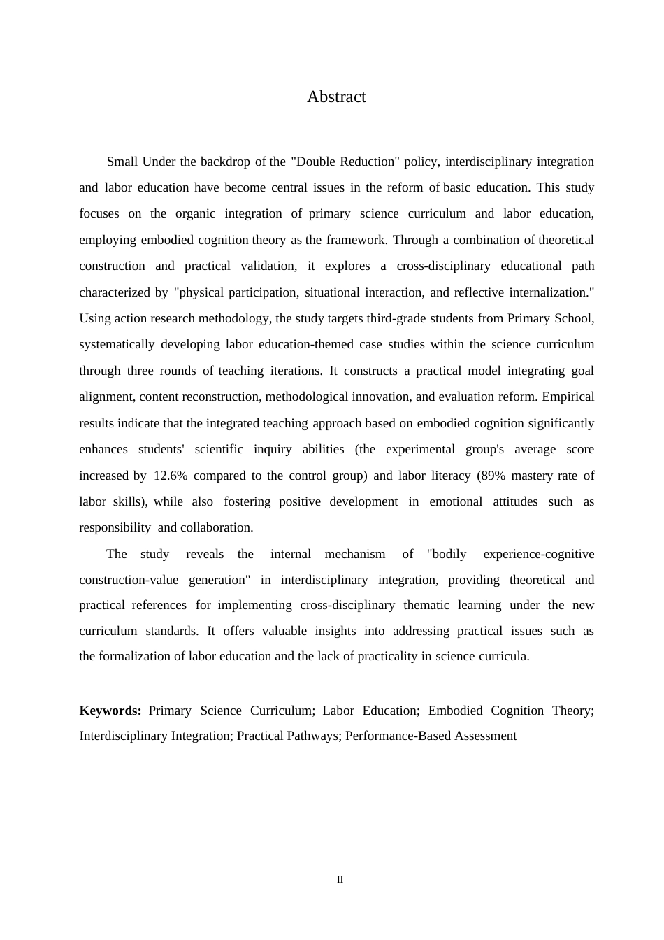 25年WP小学科学课程中劳动教育融合的实践路径研究-基于具身认知理论视角0-(1)-约7166字符.docx_第2页
