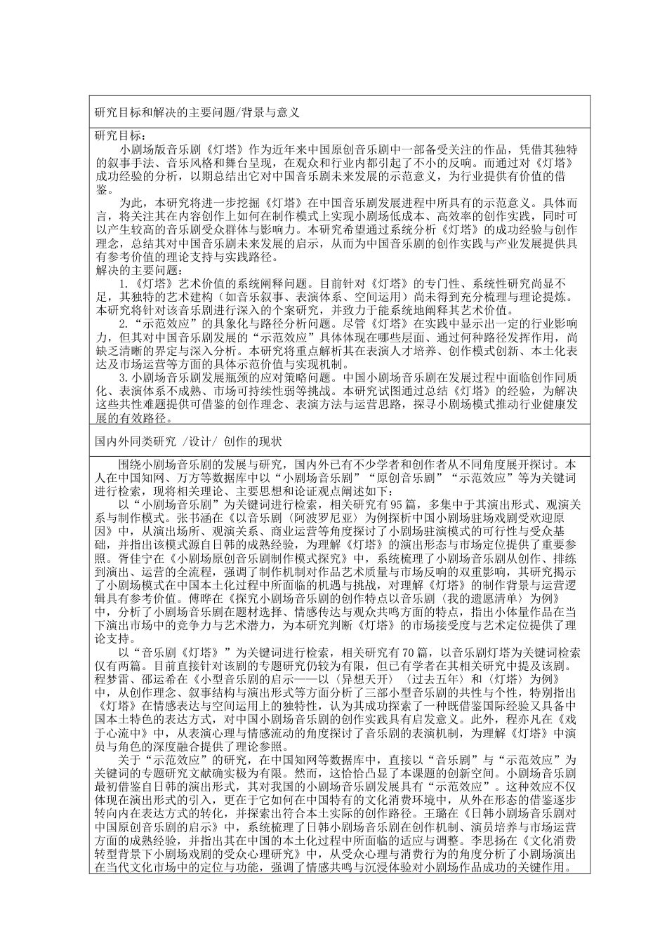 2026开题报告 论小剧场版音乐剧《灯塔》对中国音乐剧发展的示范效应 定稿.docx_第2页