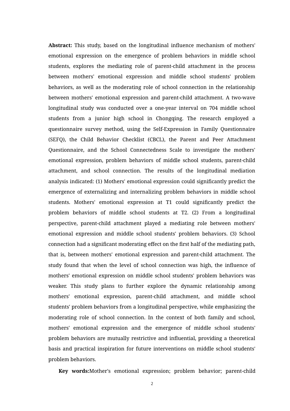 25年WH心理学（师范） 母亲情绪表达对中学生问题行为的纵向 影响：一个有调节的中介模型10.59-AI3.59-约24275字符.doc_第4页