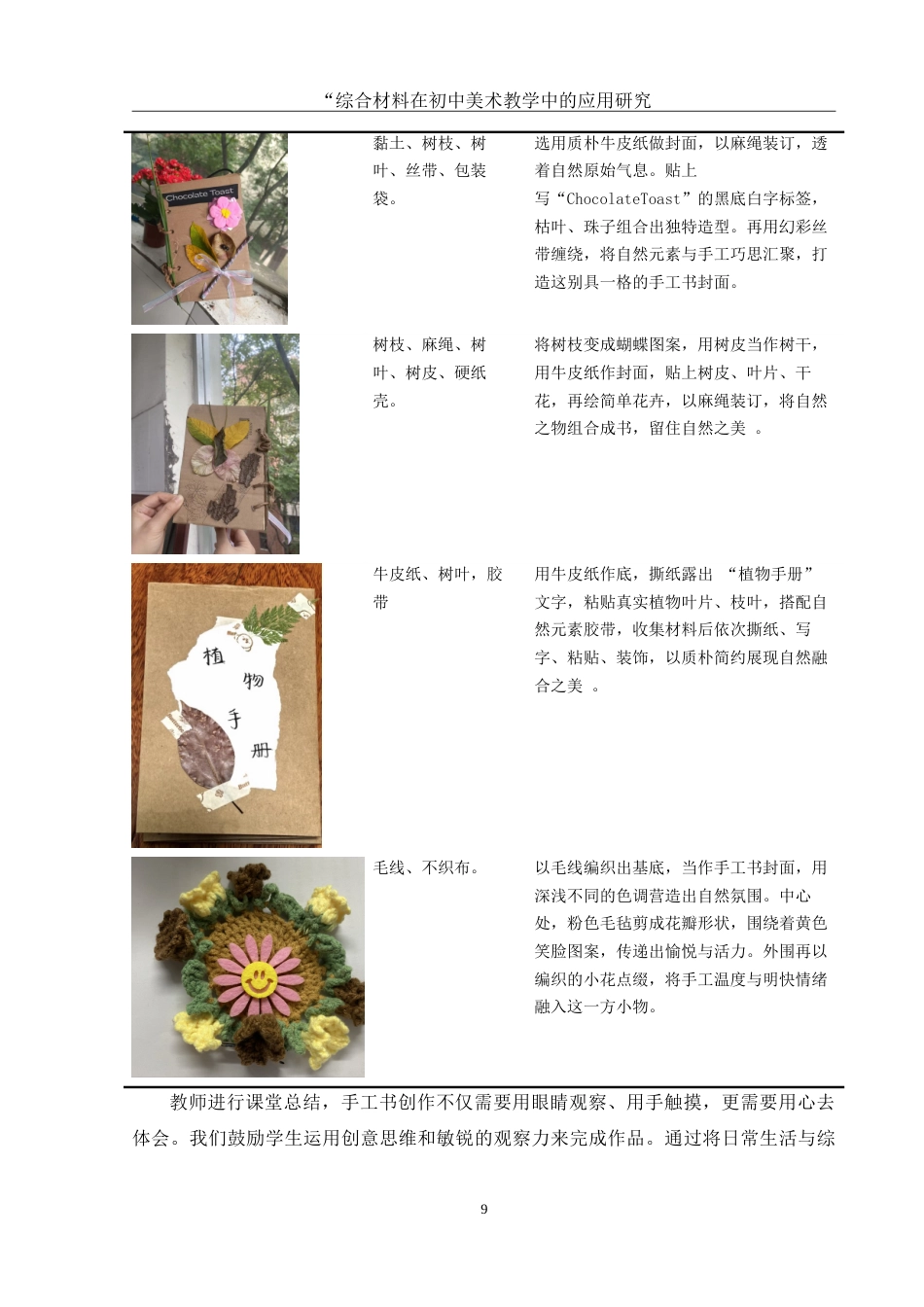 25年WH美术学 综合材料在初中美术教学中的应用研究—— 以《手工书》一课为例13.39-AI21.31-约11391字符.doc_第10页