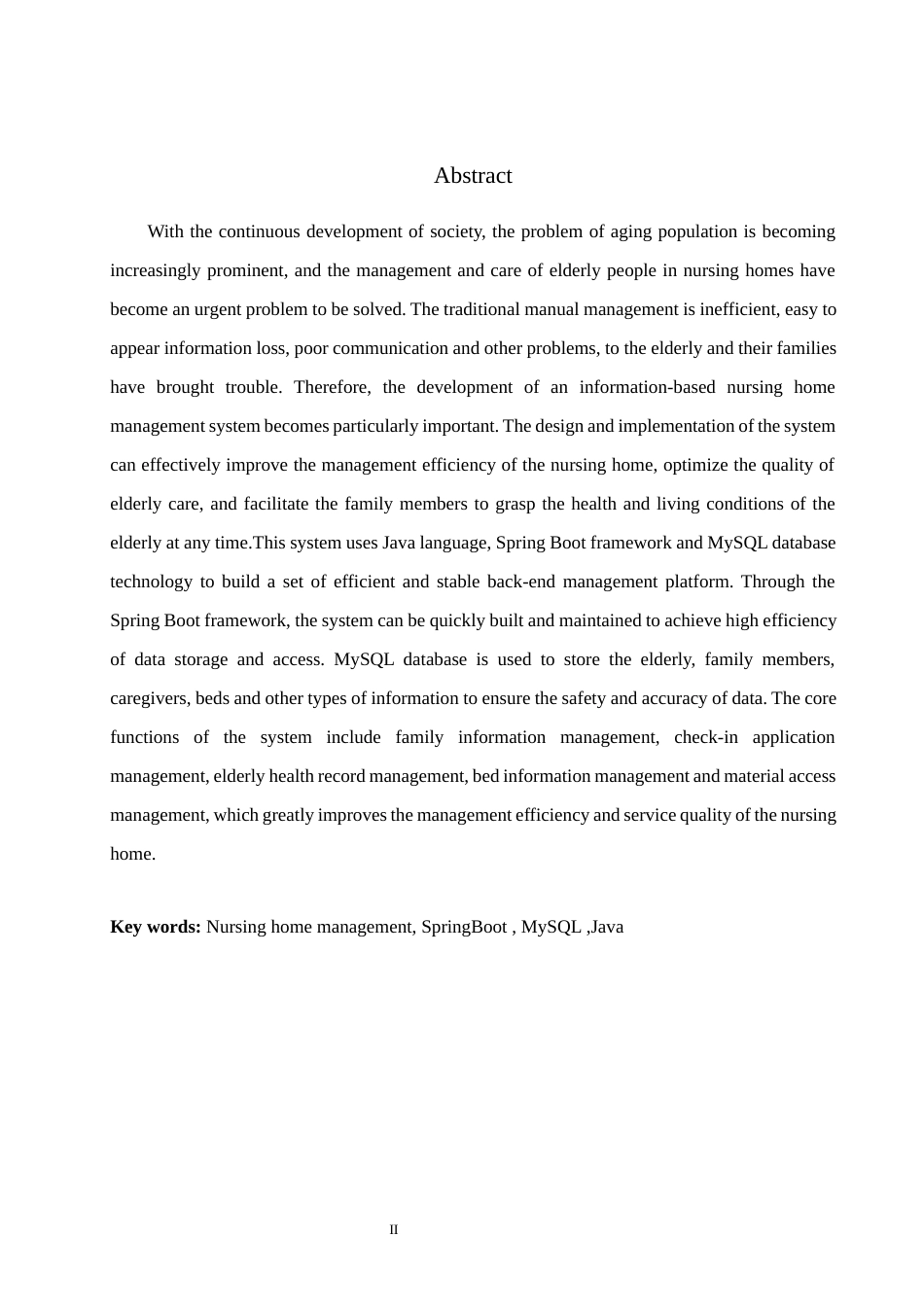 25年WH软件工程智慧养老院管理系统的设计与实现（终稿）.docx 关键词：养老院管理，SpringBoot，MySQL，Java最终稿-约15621字符.docx_第5页