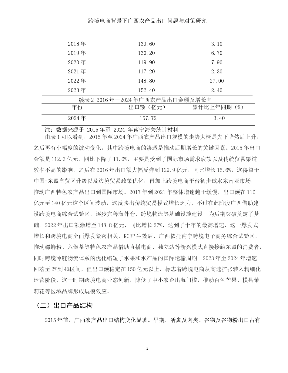 25年WH国际经济与贸易 跨境电商背景下广西农产品出口贸易问题与对策研究10.97-AI15.74最终稿-约12407字符.docx_第6页