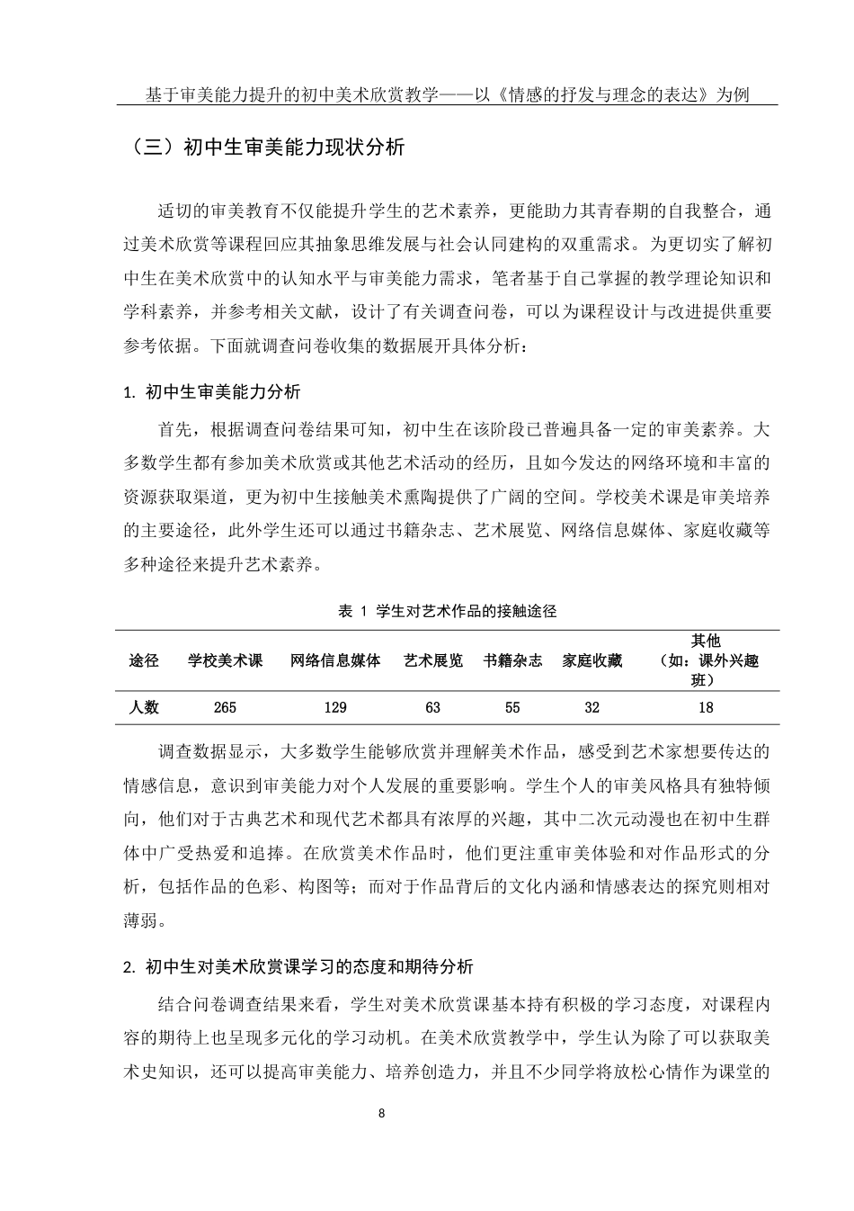 25年WH美术学 基于审美能力提升的初中美术欣赏教学——以《情感的抒发与理念的表达》为例8.44-AI37.84终稿-约11824字符.docx_第9页