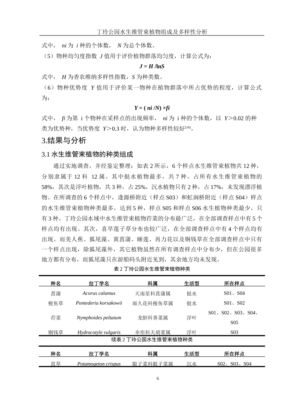 25年WH水产养殖学 丁玲公园水生维管束植物组成及多样性分析13.26-AI19.26终稿-约9466字符.docx_第9页