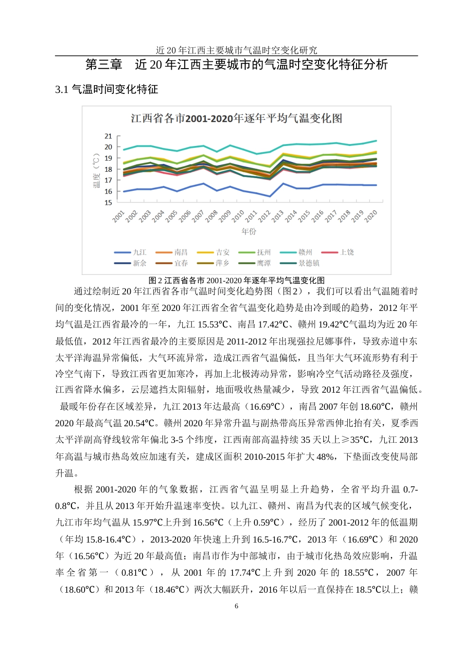 25年WH地理信息科学 近20年江西主要城市气温时空变化研究2.18-AI5.93终稿-约12854字符.docx_第9页
